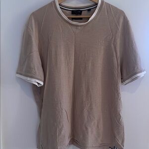 Ted Baker Tan Short Sleeve Tee with Ringer Detailing